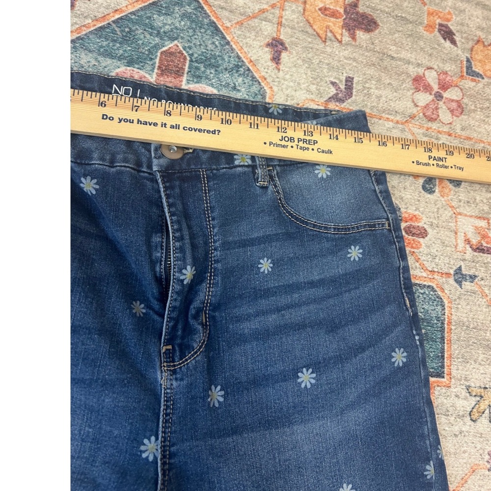 Daisy print dopamine high rise stretch fun funky Jeans junior sz 17 women sz 14 - Picture 5 of 8